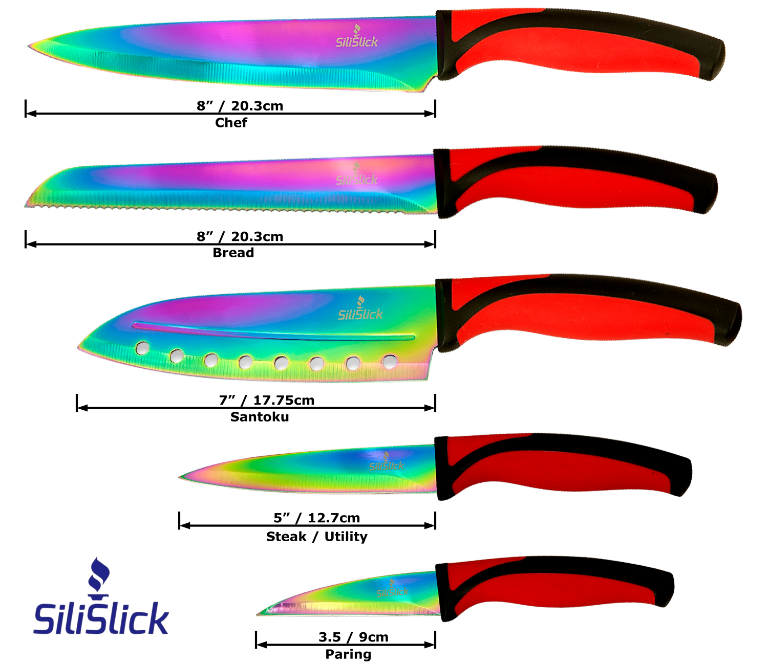 Kitchen Knife Set - Red Handle