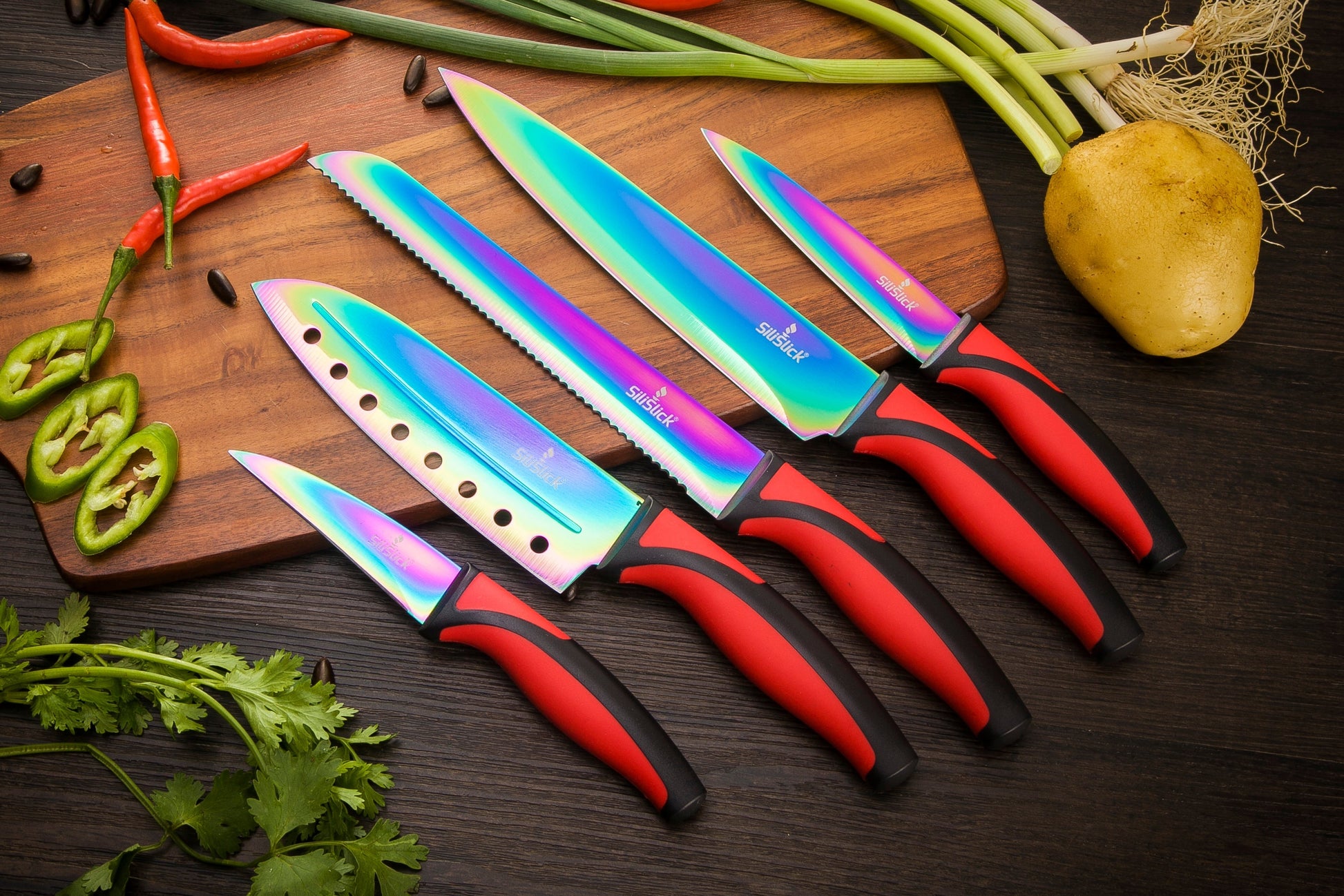 Kitchen Knife Set - Red Handle